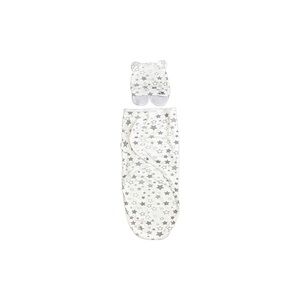 Gray star Baby Swaddle and Hat Set to help sleep in light